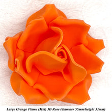 Large Bright Orange 3D Non-Wired Sugar Roses in 3 tones 55mm