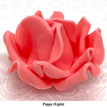 Large Poppy Red 3D Non-Wired Sugar Roses in 3 tones 55mm