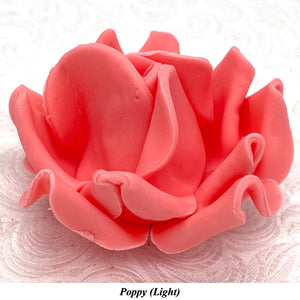 Large Poppy Red 3D Non-Wired Sugar Roses in 3 tones 55mm