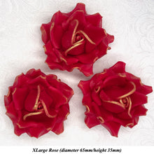 Royal Gold Sparkle-Tip Ruby Red Sugar Roses 3SIZES NON WIRED
