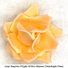 Large Tangerine Orange 3D Non-Wired Sugar Roses in 3 tones 55mm