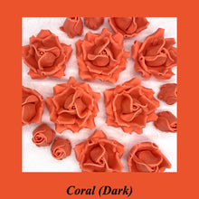 Coral Orange 3D Sugar Non-Wired Roses  3 SHADES 4 SIZES