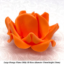 Large Bright Orange 3D Non-Wired Sugar Roses in 3 tones 55mm