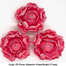 Dark Silver Sparkle-Tip Pink 3D Non-Wired Large Sugar Peonies