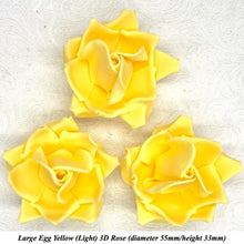 Large Bright Egg Yellow Orange 3D Non-Wired Sugar Roses in 3 tones 55mm