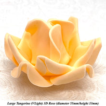 Large Tangerine Orange 3D Non-Wired Sugar Roses in 3 tones 55mm