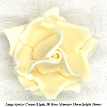 Large Apricot Cream Orange 3D Non-Wired Sugar Roses in 3 tones 55mm