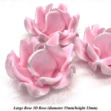 Light Silver Sparkle-Tip Pink Sugar Roses 3SIZES NON WIRED White/Pink Sparkle Tip Options