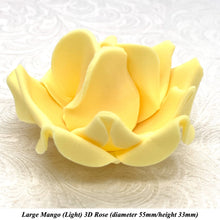 Large Mango Yellow Orange 3D Non-Wired Sugar Roses in 3 tones 55mm