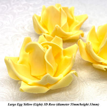 Large Bright Egg Yellow Orange 3D Non-Wired Sugar Roses in 3 tones 55mm