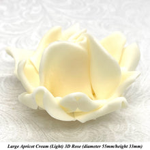Large Apricot Cream Orange 3D Non-Wired Sugar Roses in 3 tones 55mm