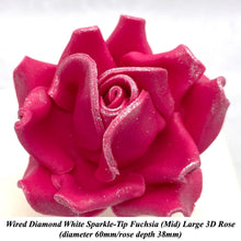 Wired White Sparkle-Tip Pink Roses Sugar Roses Large & XLarge+ Sizes