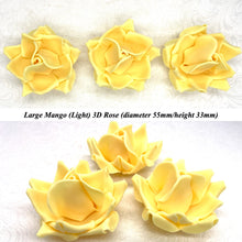 Large Mango Yellow Orange 3D Non-Wired Sugar Roses in 3 tones 55mm