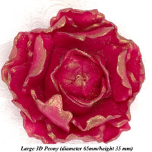 Vintage Gold Sparkle-Tip Fuchsia Pink 3D Non-Wired Large Sugar Peonies