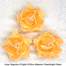 Large Tangerine Orange 3D Non-Wired Sugar Roses in 3 tones 55mm