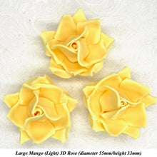 Large Mango Yellow Orange 3D Non-Wired Sugar Roses in 3 tones 55mm