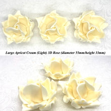 Large Apricot Cream Orange 3D Non-Wired Sugar Roses in 3 tones 55mm