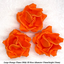Large Bright Orange 3D Non-Wired Sugar Roses in 3 tones 55mm