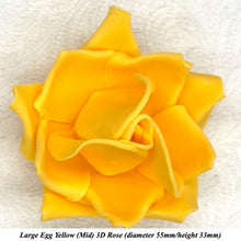 Large Bright Egg Yellow Orange 3D Non-Wired Sugar Roses in 3 tones 55mm