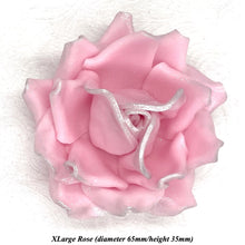 Light Silver Sparkle-Tip Pink Sugar Roses 3SIZES NON WIRED White/Pink Sparkle Tip Options