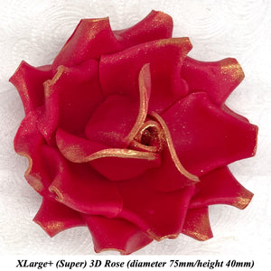 Royal Gold Sparkle-Tip Ruby Red Sugar Roses 3SIZES NON WIRED