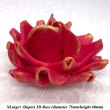 Royal Gold Sparkle-Tip Ruby Red Sugar Roses 3SIZES NON WIRED