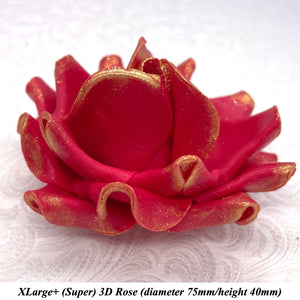 Royal Gold Sparkle-Tip Ruby Red Sugar Roses 3SIZES NON WIRED