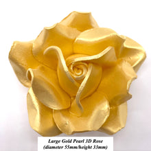Non-Wired Large 3D Gold Pearl Sugar Roses Standard Petal 55mm