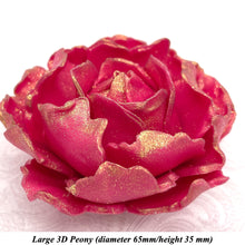 Vintage Gold Sparkle-Tip Fuchsia Pink 3D Non-Wired Large Sugar Peonies