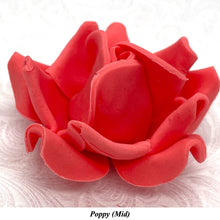 Large Poppy Red 3D Non-Wired Sugar Roses in 3 tones 55mm
