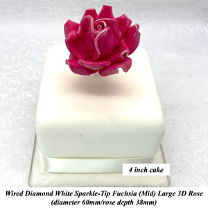 Wired White Sparkle-Tip Pink Roses Sugar Roses Large & XLarge+ Sizes