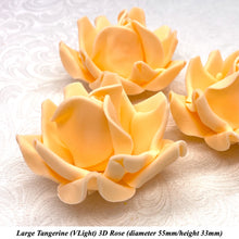 Large Tangerine Orange 3D Non-Wired Sugar Roses in 3 tones 55mm