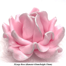 Light Silver Sparkle-Tip Pink Sugar Roses 3SIZES NON WIRED White/Pink Sparkle Tip Options