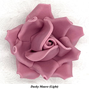 Large Dusky Mauve 3D Non-Wired Sugar Roses in 3 tones 55mm