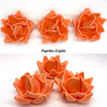 Large Burnt Orange Paprika 3D Non-Wired Sugar Roses in 3 tones 55mm