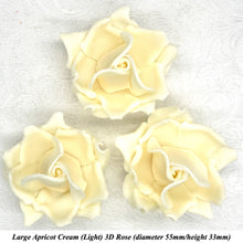 Large Apricot Cream Orange 3D Non-Wired Sugar Roses in 3 tones 55mm