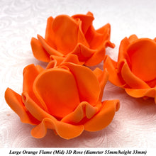 Large Bright Orange 3D Non-Wired Sugar Roses in 3 tones 55mm