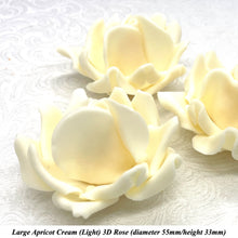 Large Apricot Cream Orange 3D Non-Wired Sugar Roses in 3 tones 55mm