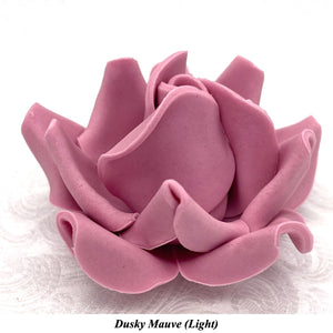 Large Dusky Mauve 3D Non-Wired Sugar Roses in 3 tones 55mm