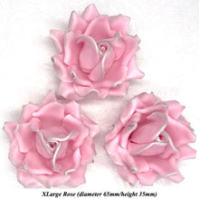 Light Silver Sparkle-Tip Pink Sugar Roses 3SIZES NON WIRED White/Pink Sparkle Tip Options