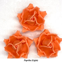Large Burnt Orange Paprika 3D Non-Wired Sugar Roses in 3 tones 55mm