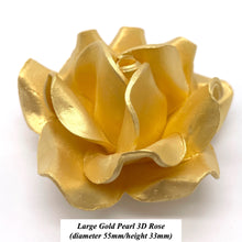 Non-Wired Large 3D Gold Pearl Sugar Roses Standard Petal 55mm