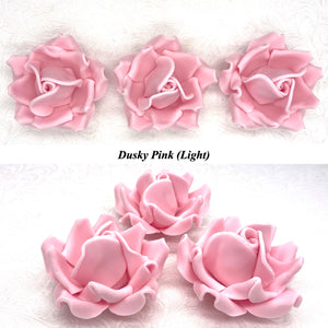 Large Dusky PInk 3D Non-Wired Sugar Roses in 3 tones 55mm