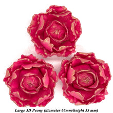 Vintage Gold Sparkle-Tip Fuchsia Pink 3D Non-Wired Large Sugar Peonies