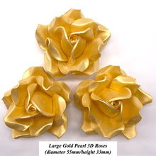 Non-Wired Large 3D Gold Pearl Sugar Roses Standard Petal 55mm