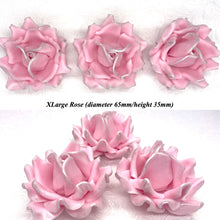 Light Silver Sparkle-Tip Pink Sugar Roses 3SIZES NON WIRED White/Pink Sparkle Tip Options