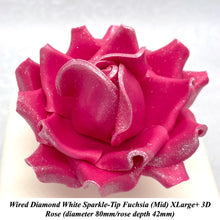Wired White Sparkle-Tip Pink Roses Sugar Roses Large & XLarge+ Sizes