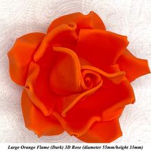 Large Bright Orange 3D Non-Wired Sugar Roses in 3 tones 55mm
