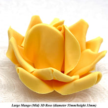 Large Mango Yellow Orange 3D Non-Wired Sugar Roses in 3 tones 55mm