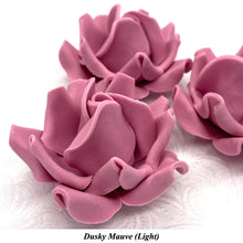 Large Dusky Mauve 3D Non-Wired Sugar Roses in 3 tones 55mm